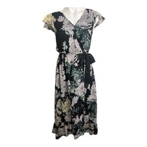 Band of Gypsies Black Floral Midi Dress
